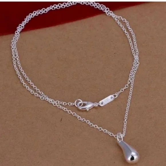 925 Sterling Silver Waterdrop Jewelry Set Bracelet Necklace Earrings and Ring - Picture 9 of 16